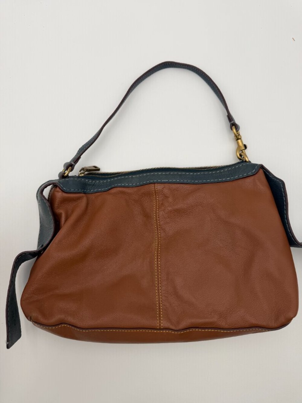 Coach Brown Blue Leather Shoulder Bag - Picture 4 of 5